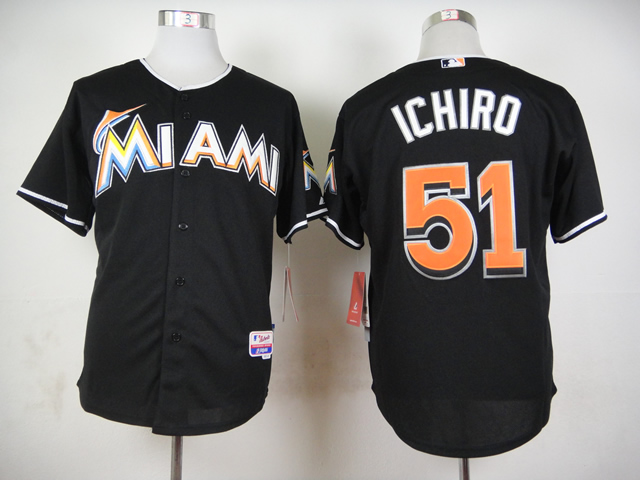 Men Miami Marlins #51 Ichiro Black MLB Jerseys->miami marlins->MLB Jersey